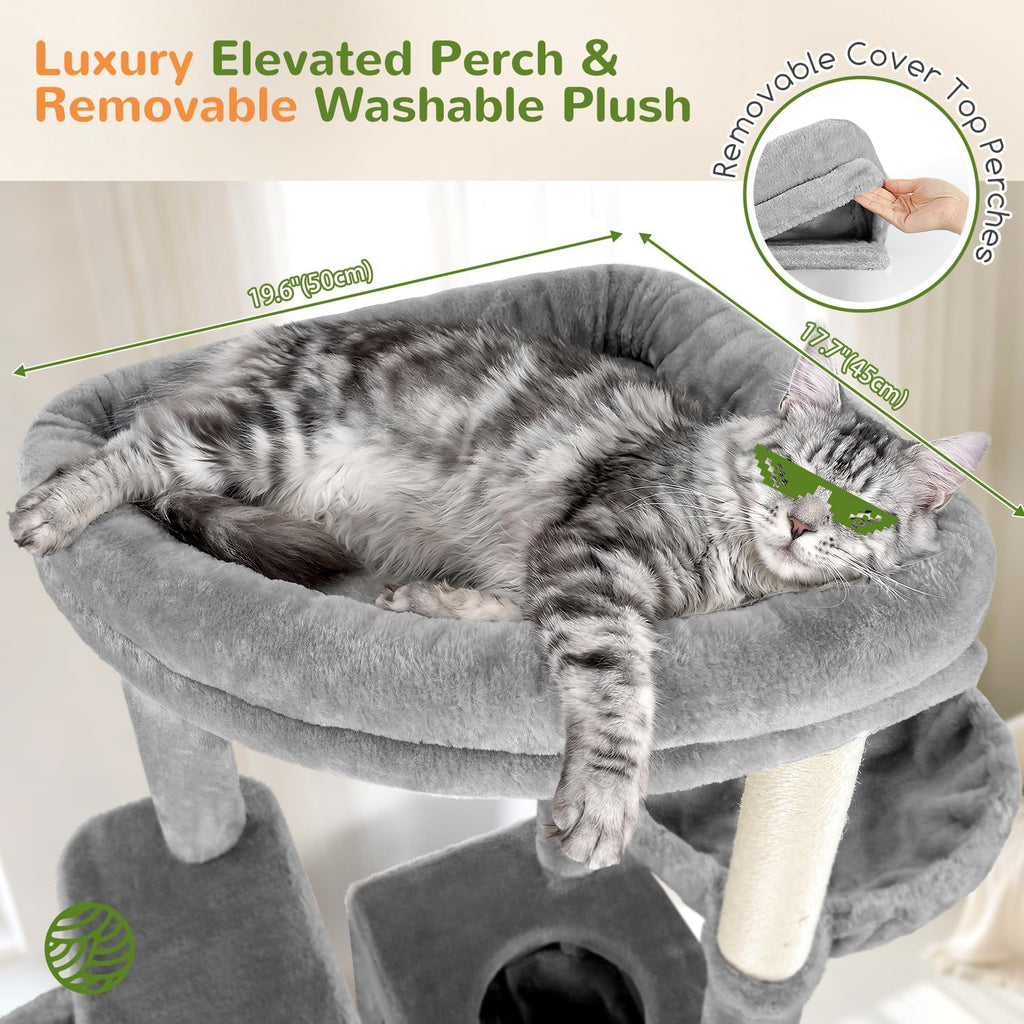 Globlazer 81in Tall Cat Tower for Large Adult Cat, S81G Pro Max, Light Grey