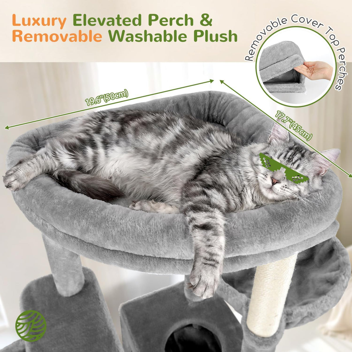 Globlazer 81in Tall Cat Tower for Large Adult Cat, S81G Pro Max, Light Grey