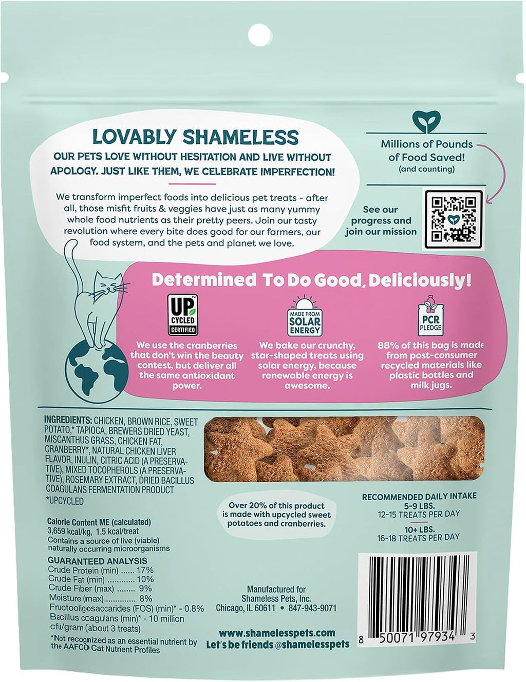 Shameless Pets Cran You Say Chicken Crunchy Cat Treats, 5 oz