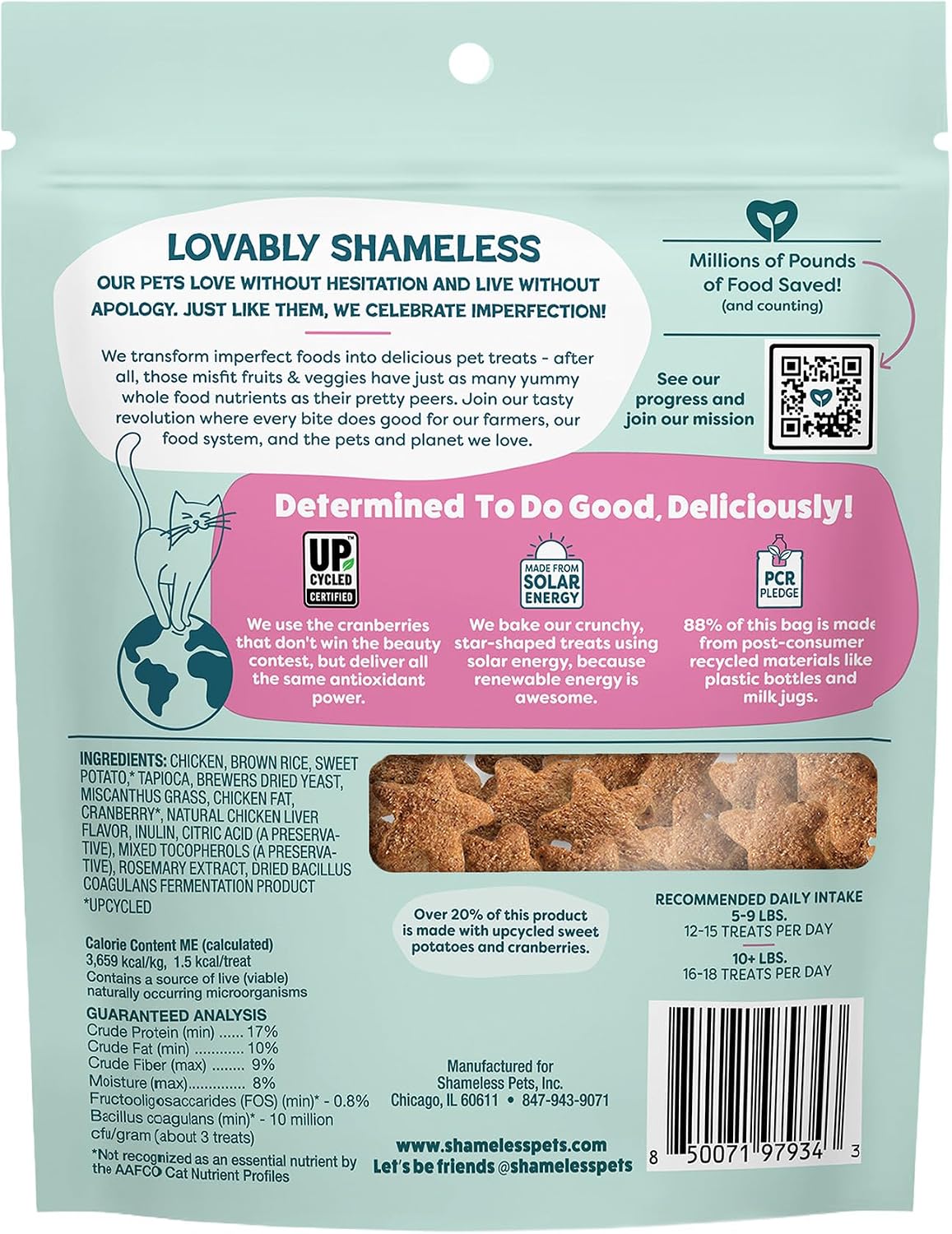 Shameless Pets Cran You Say Chicken Crunchy Cat Treats, 5 oz