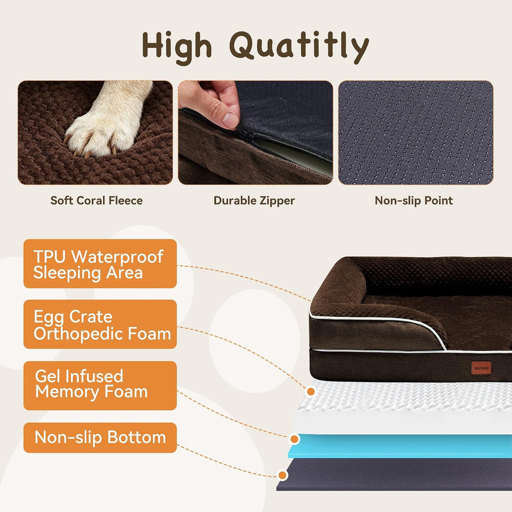 Orthopedic Dog Beds Large Sized Dog, Waterproof Washable Pet Bed