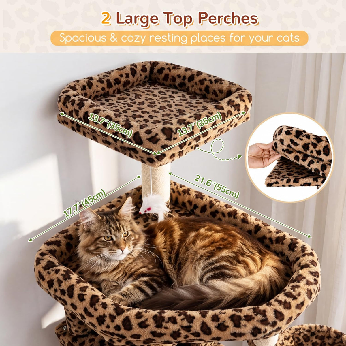 Globlazer 82in Leopard Extra Large Cat Tree for Indoor Large Cats, S82