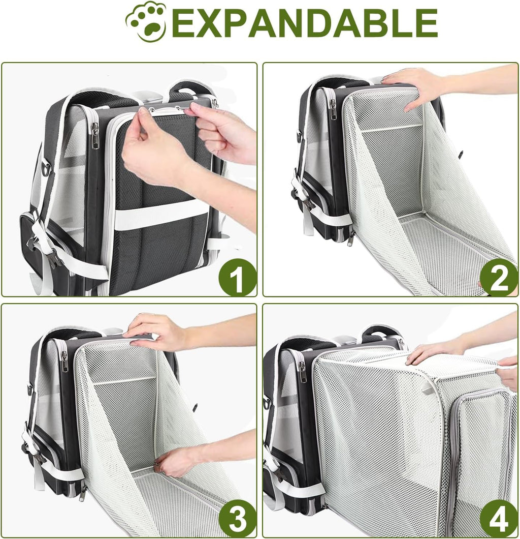 Texsens Innovative Traveler Bubble Backpack Pet Carriers for Cats and Dogs (Expandable-Black)