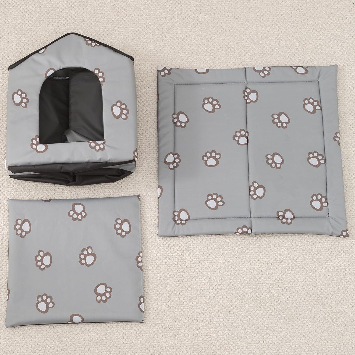 VARMTOR Outdoor Cat House, Cat Houses for Outdoor Cats, Weatherproof Warm and Insulated Cat House with Transparent Curtain Pet House, Stray Cats Shelter