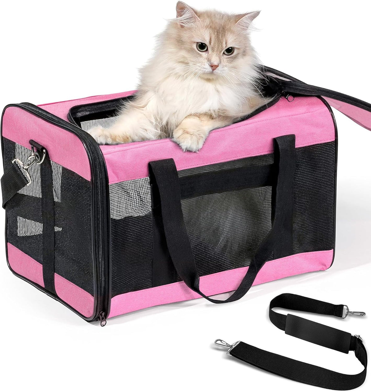 Conlun Cat Carrier Soft-Sided Pets Travel Carriers,Pink M