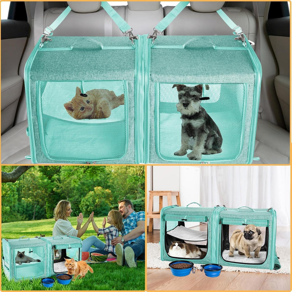 Extra Large Cat Carrier for 2 Cats with Travel Litter Box, 2-in-1
