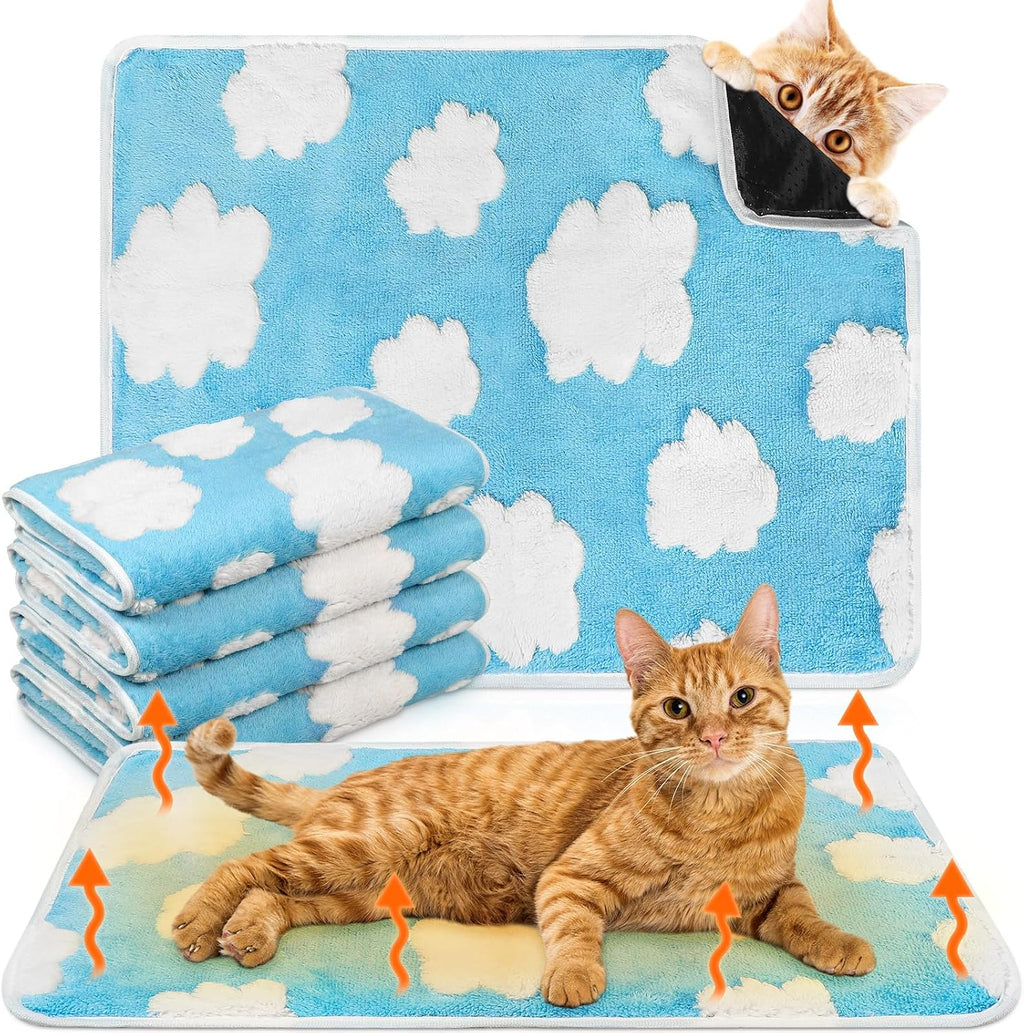 4 Pack Self Heating Cat Pad Self Warming Dog Mat, Clouds, 16 x 20 Inch