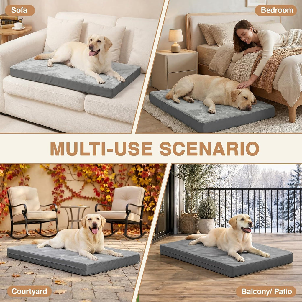 XXL Dog Bed Waterproof Outdoor Washable Foam Large Crate Pad 48" Anti-Slip