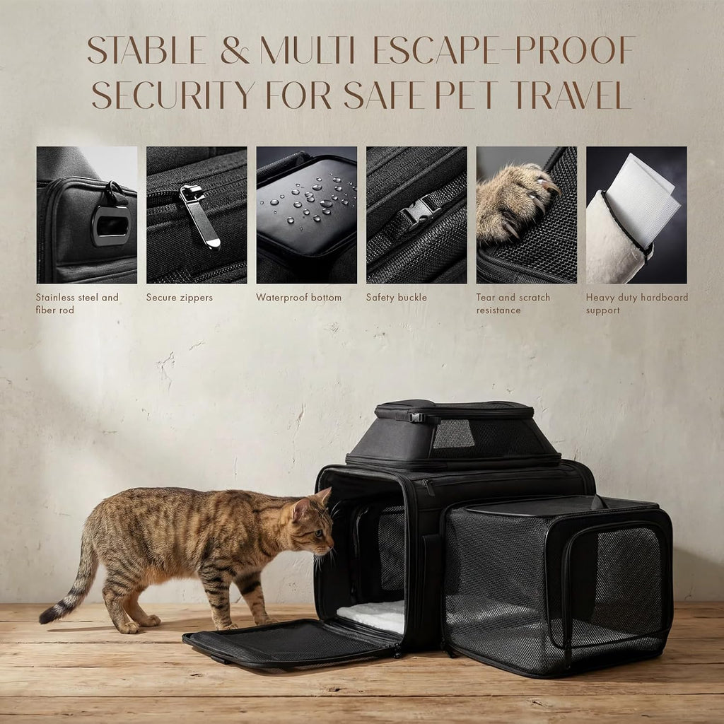 Top-Side Expandable Pet Carrier, Treat Window,18x13x9.5 Airline Approved