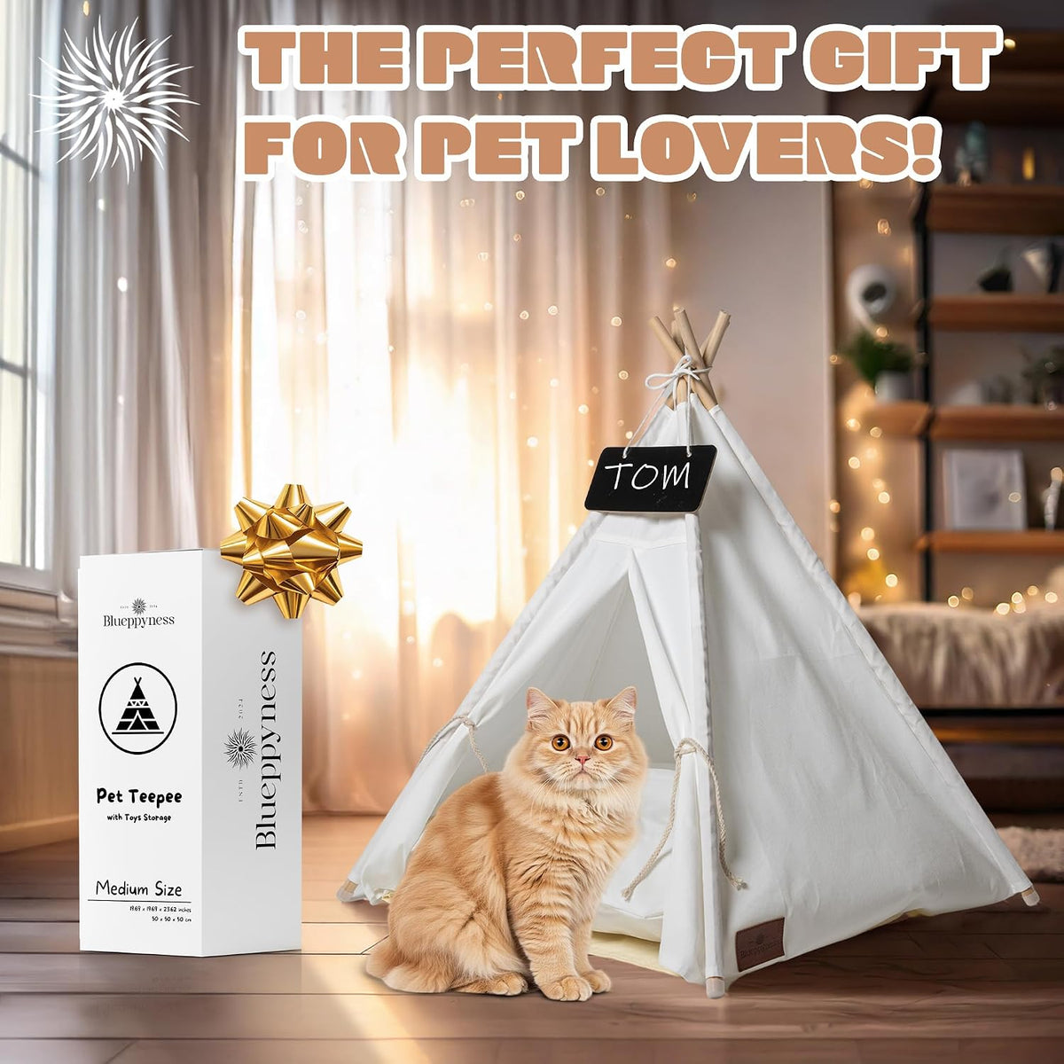 Blueppyness Pet Teepee Tent with Storage Bag Small Dog Beds Medium Sized Dog Up to 20 lbs Cat Beds for Indoor Cats Cama para Perros Pequeños Bunny House Indoor Bed Bunny Casa para Gatos