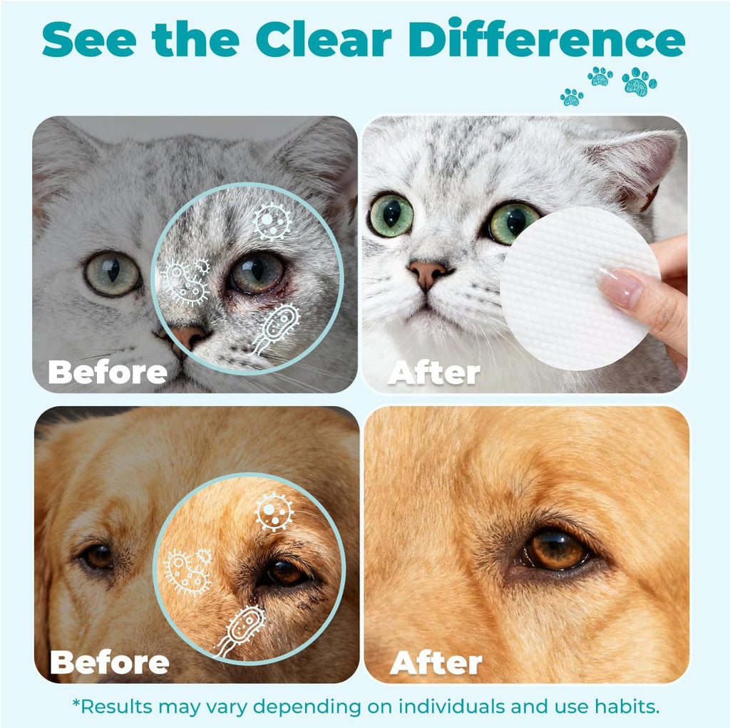 Gentle Pet Eye Wipes, Tear Stain Remover for Cats and Dogs