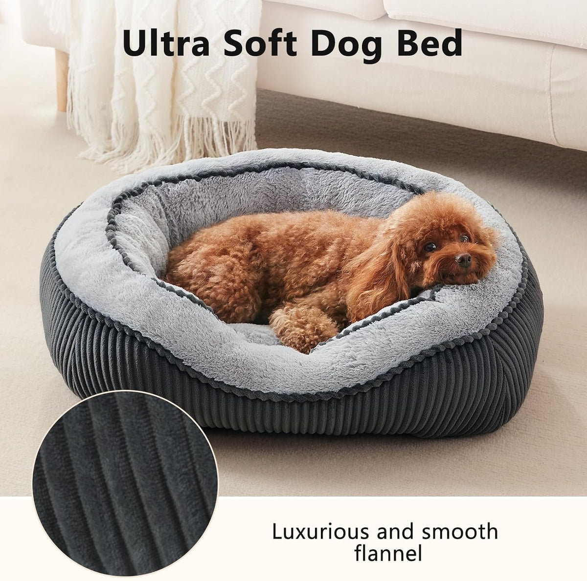 Washable Dog Bed for Small Cat Dogs, Warm Calming Anti-Slip