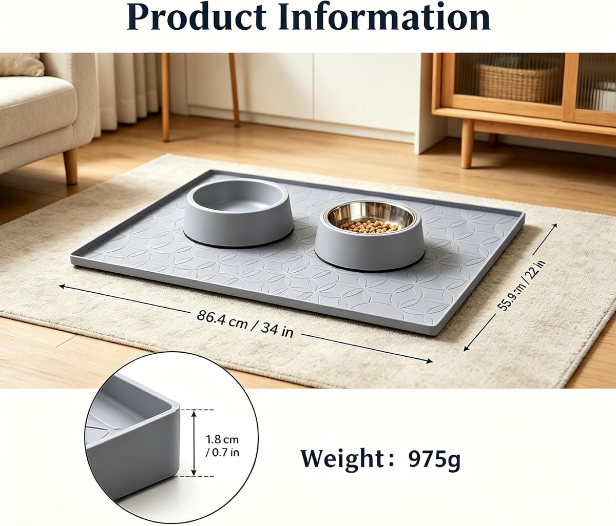 2 Pack Anti-Slip Licking Mat, Pet Food Mat Waterproof Puppy Feeding Mat, Slow Feeder Dog/Cat Bowl, Cat Licking Mat to Relieve Anxiety with Raised Edges (Pink+Purple)（6"×6"） (Grey)