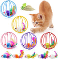 Jecery 5 Pcs Cat Toys Spring,Metal Cage,Multicolor