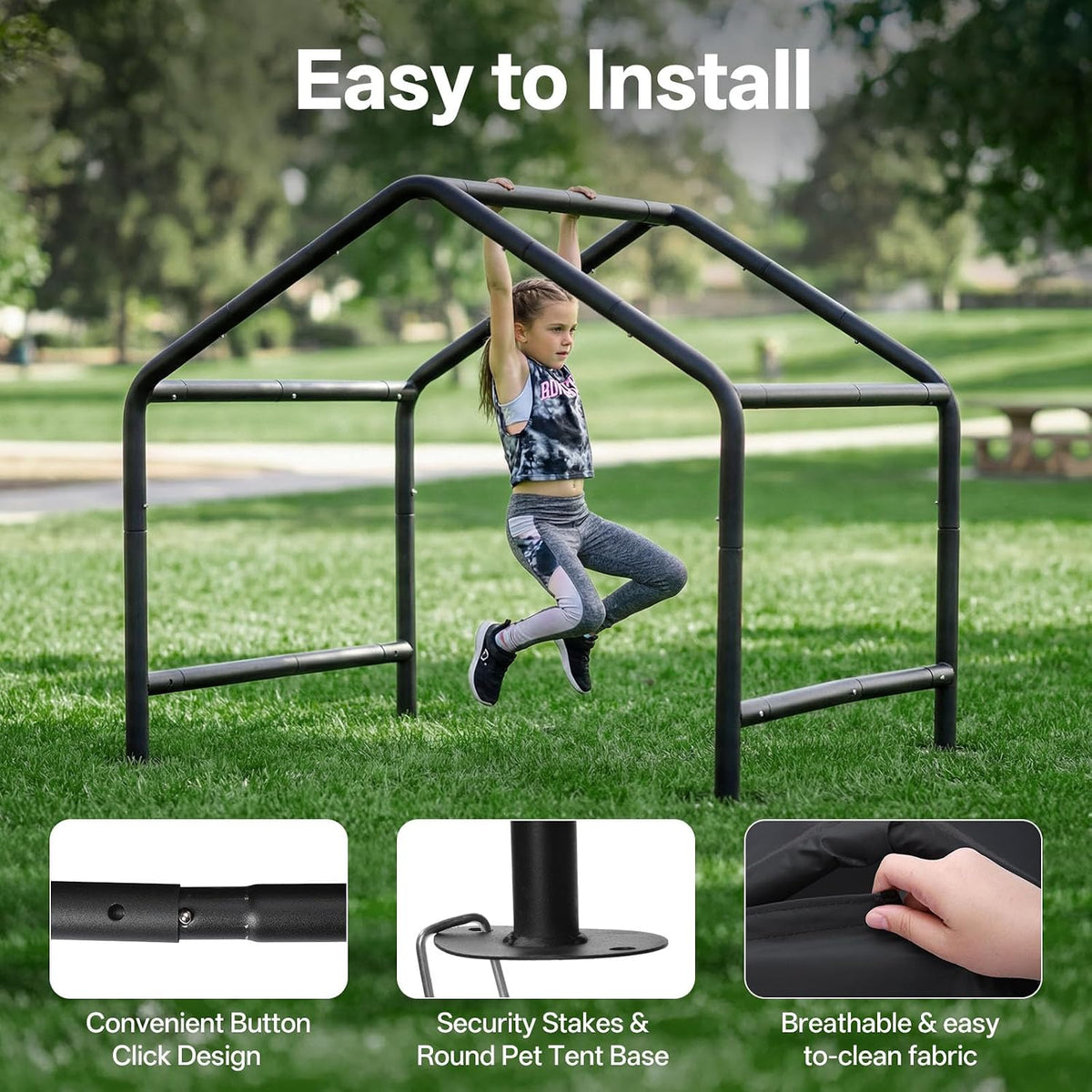 MEWANG Dog House Outdoor, Small Pet Shade Shelter Outside, Black
