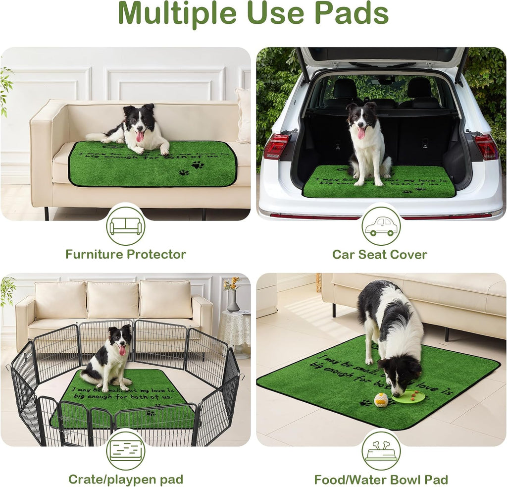 Qeils Reusable Dog Pee Pads, Washable Puppy Pads, Leak-Proof 36"x36" 2 Pack | Super Absorbent And Non-Slip Potty Training Pads, Soft Paw Print Plush Design, Ideal For Crates, Couch, Car Seats & Pet Beds