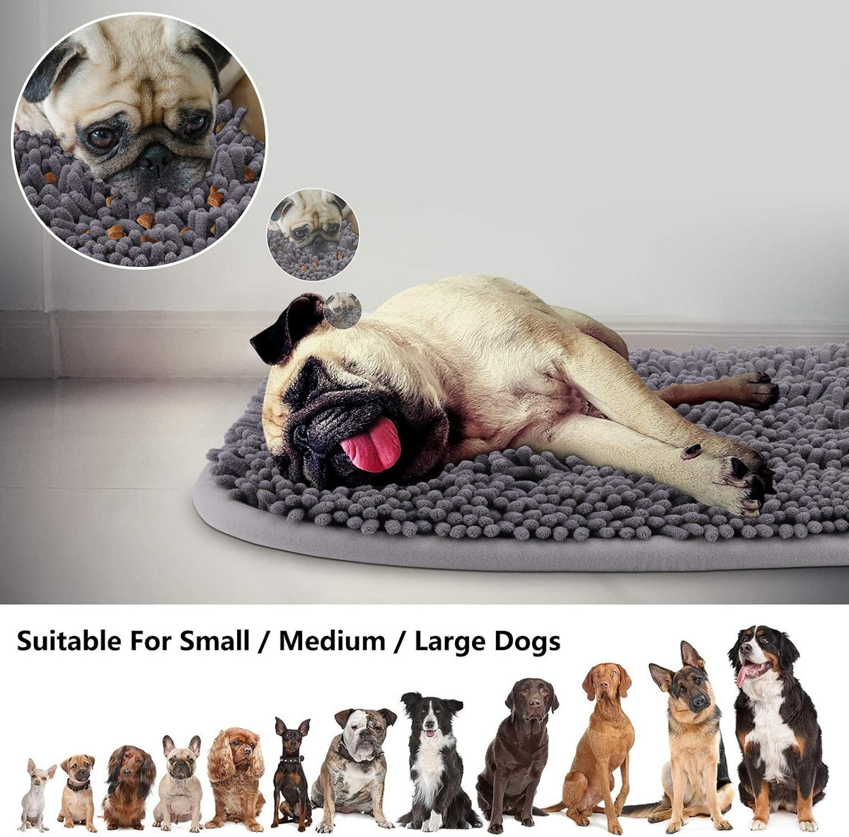 Rundik Snuffle Mat for Dogs, Interactive Puzzle Toys Feeding Games for Pets | 20'' x 28'' Sniff Mat for Boredom Helps Slow Eating and Keep Busy Encourages Natural Foraging Skills Stress Relief