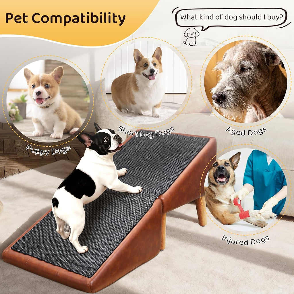 Dog Ramp for Couch, 16"H 2-in-1 Non-Slip Dog Stairs for Small Dogs