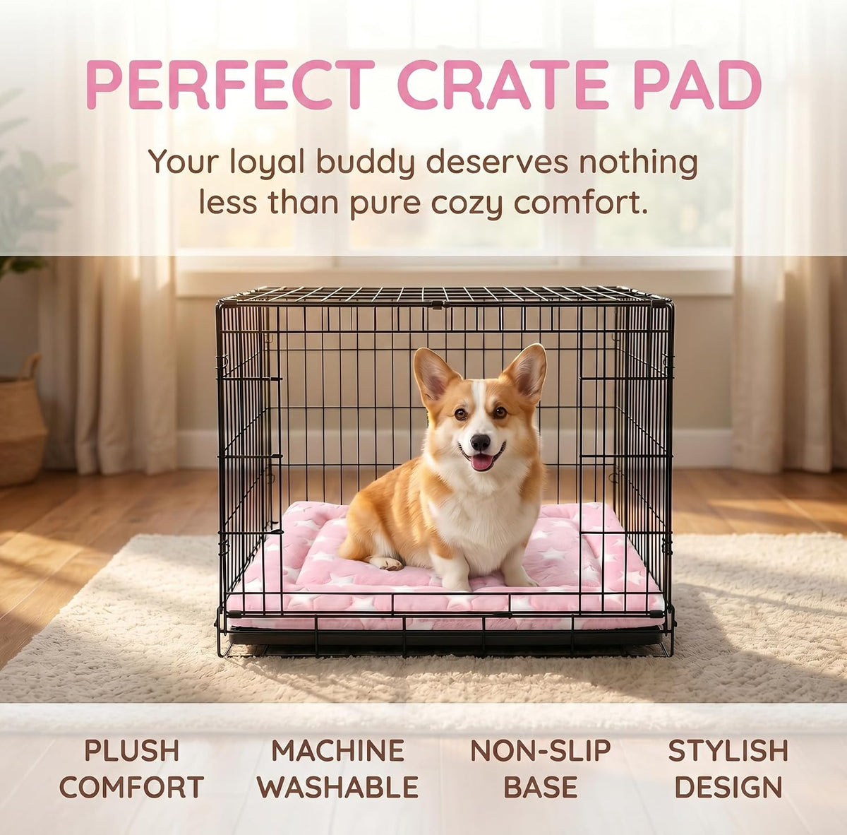 Dog Bed Mat - Soft Crate Pad for Kennel, Durable Pet Bed for Small Dogs & Cats