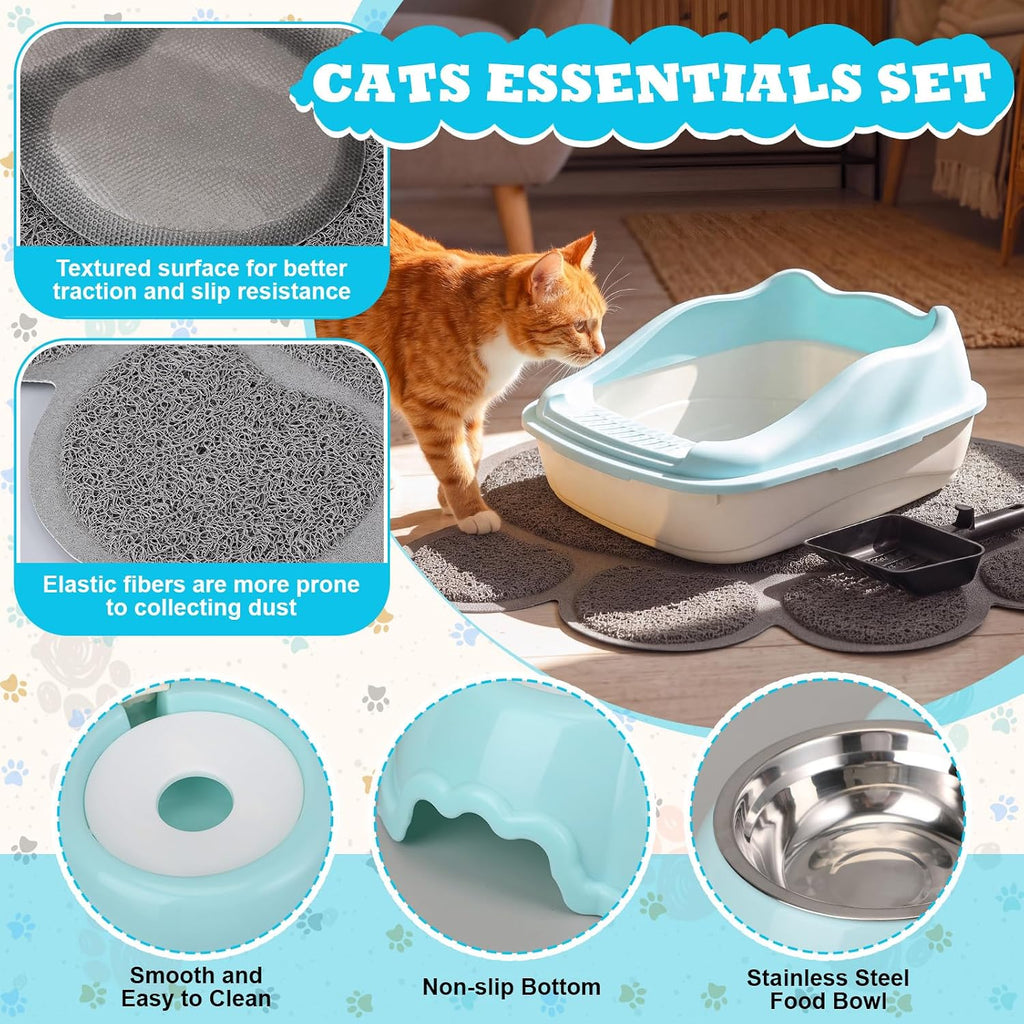 8 Pcs Kitten Supplies Starter Kit Cat Starter, Handbag, Blue