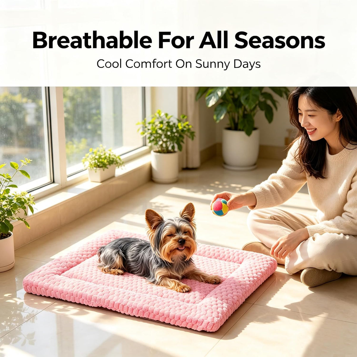 Dog Bed Mat - Durable & Cute Crate Dog Beds for Small Dogs & Cats, Comfortable Kennel Pad for Home, Crate & Travel