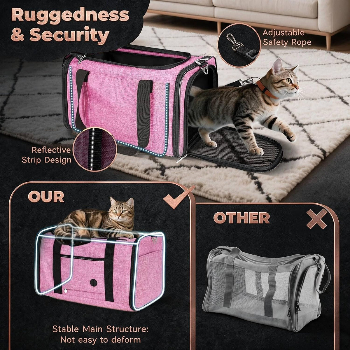 YUDODO 25lbs Cat Carrier Lightproof Soft Sided Pet Carrier for Large Cat