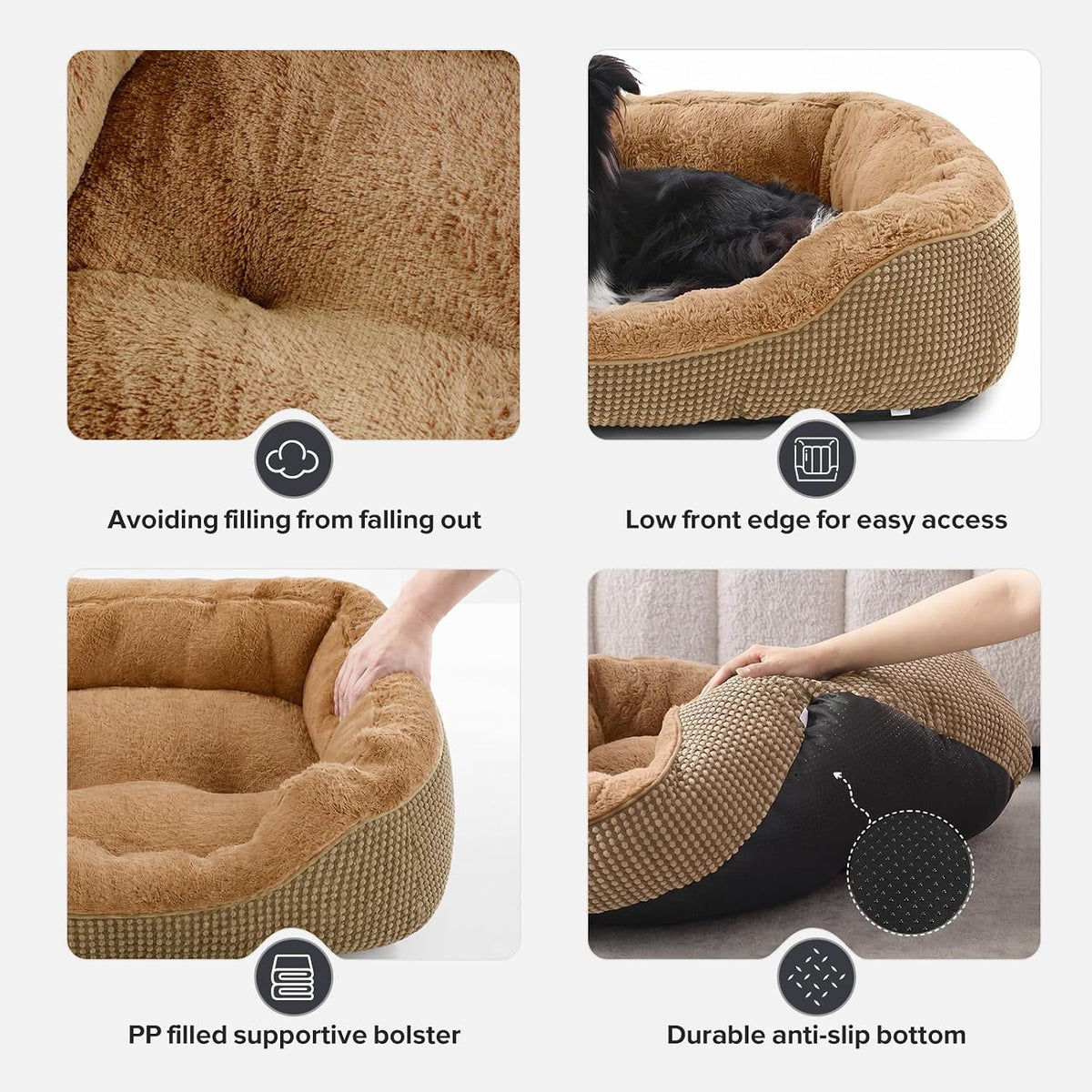 INVENHO Dog Bed Medium Size, Orthopedic Warming Soft Calming Sleeping Durable with Anti-Slip Bottom