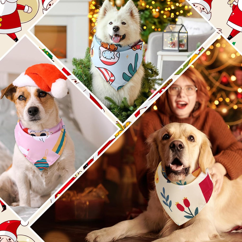 Huhumy 100 Pcs Christmas Dog Bandanas Bulk Christmas Bandanas for Dogs