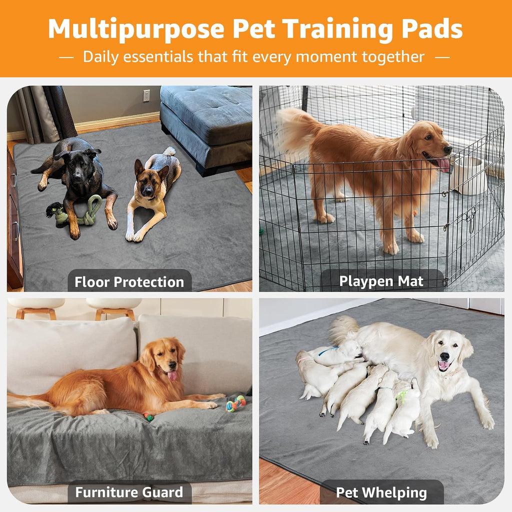 Washable Pee Pads for Dogs,2 Pack 48x48 Reusable Whelping Pads for Playpen | Waterproof, Absorbent, Leakproof,Dog Maat for Old Dog Incontinence, Potty Training, Order Control, Fast Dry