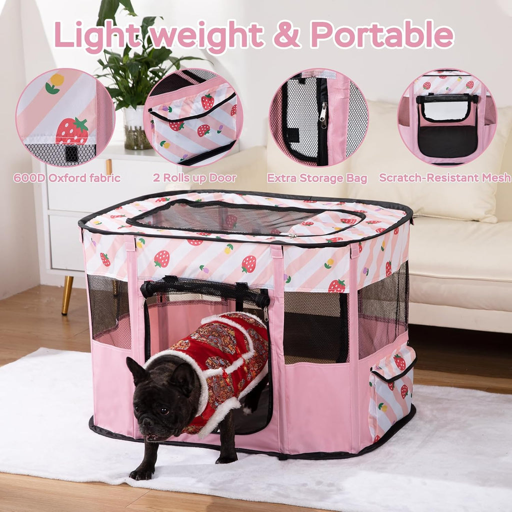 XRG Foldable Pet Playpen,Indoor Cat cage Puppy Crates M(31.5"x23.6"x21.7")