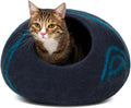 MEOWFIA Cat Cave - New Zealand Wool Bed for Indoor Cats (Black Aqua)