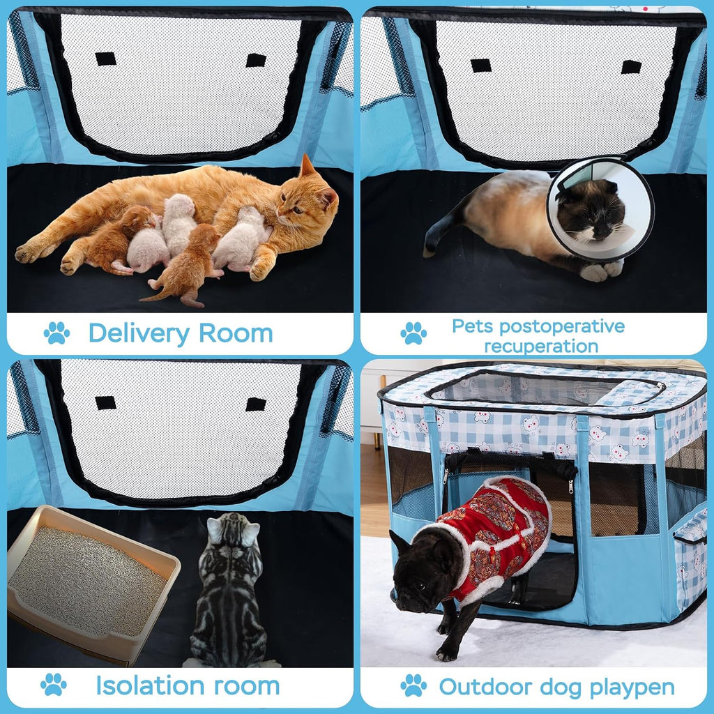 XRG Foldable Pet Playpen,Indoor Cat cage Puppy Crates M(31.5"x23.6"x21.7")