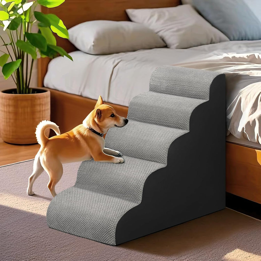 MEJYJEM Dog Stairs for high Beds 28.7” H, 5 Step Pet Ramp for Large Dogs