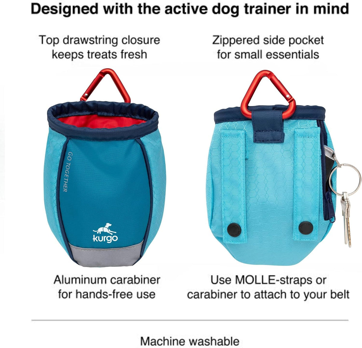 Kurgo Go Stuff It Dog Treat Bag, Coastal Blue