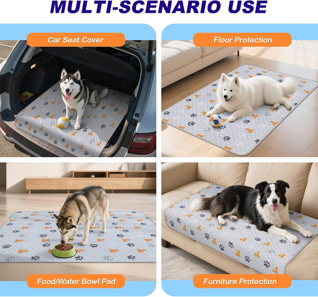 WanpeeGoo Washable Pee Pads for Dogs, Waterproof, 32 x 63 in, 2 Pack, Orng | Super Absorbent, Waterproof and Non-Slip; Washable, Reusable Dog Pads for Crates, Playpens, Floors, Furniture and Travel