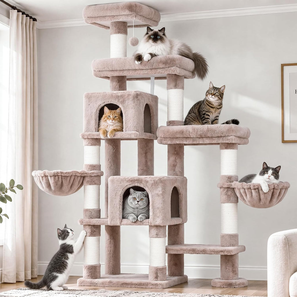 Hey-brother Cat Tree Tower with Stable Extended Base, 3 Platforms, MPJ038MU