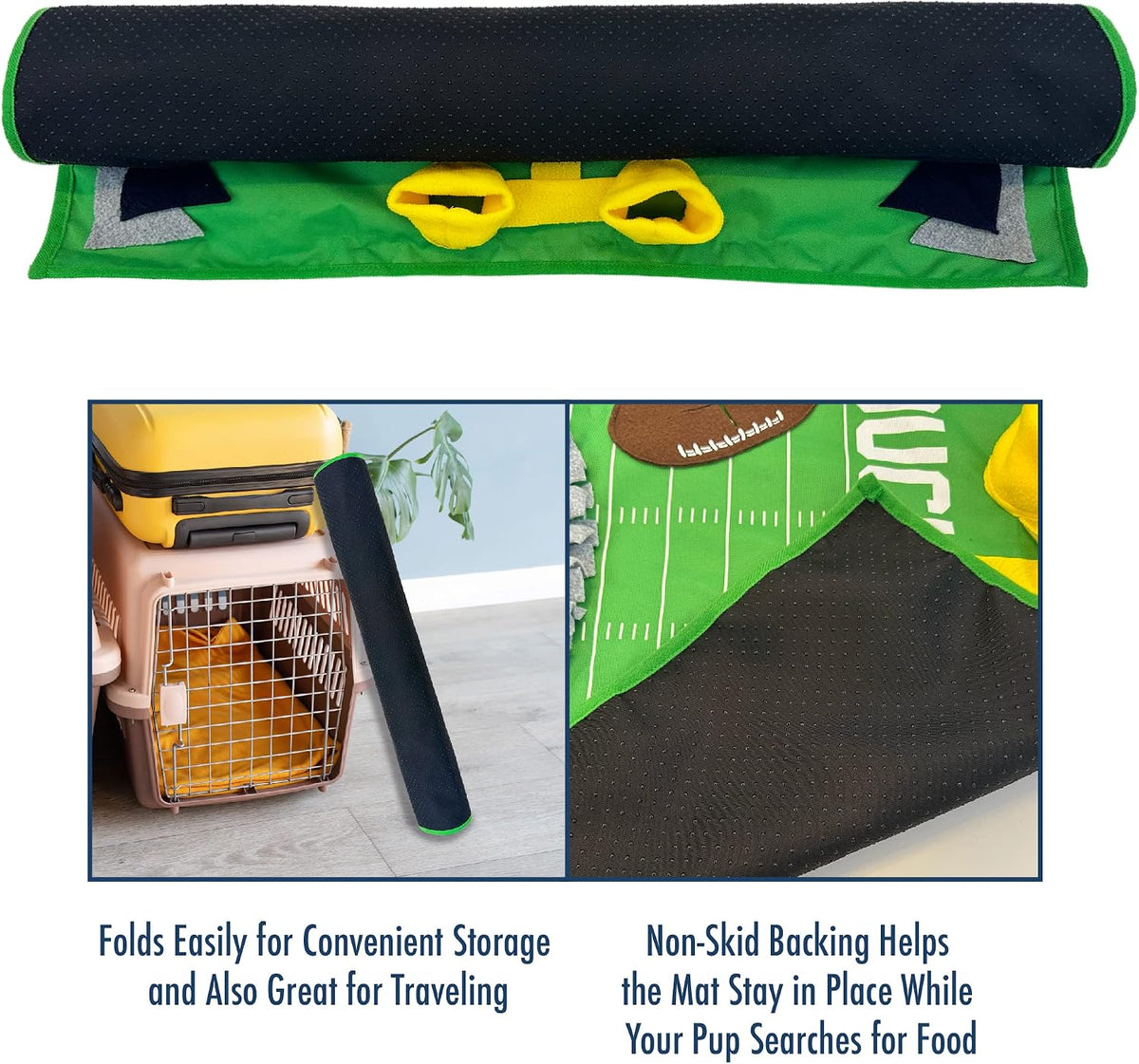 NFL Pittsburgh Steelers Dog Snuffle Mat – Interactive Pet Slow Feeder, Football Field Design Food Puzzle Toy for Dogs & Cats, Foraging Activity Mat for Smarter Feeding
