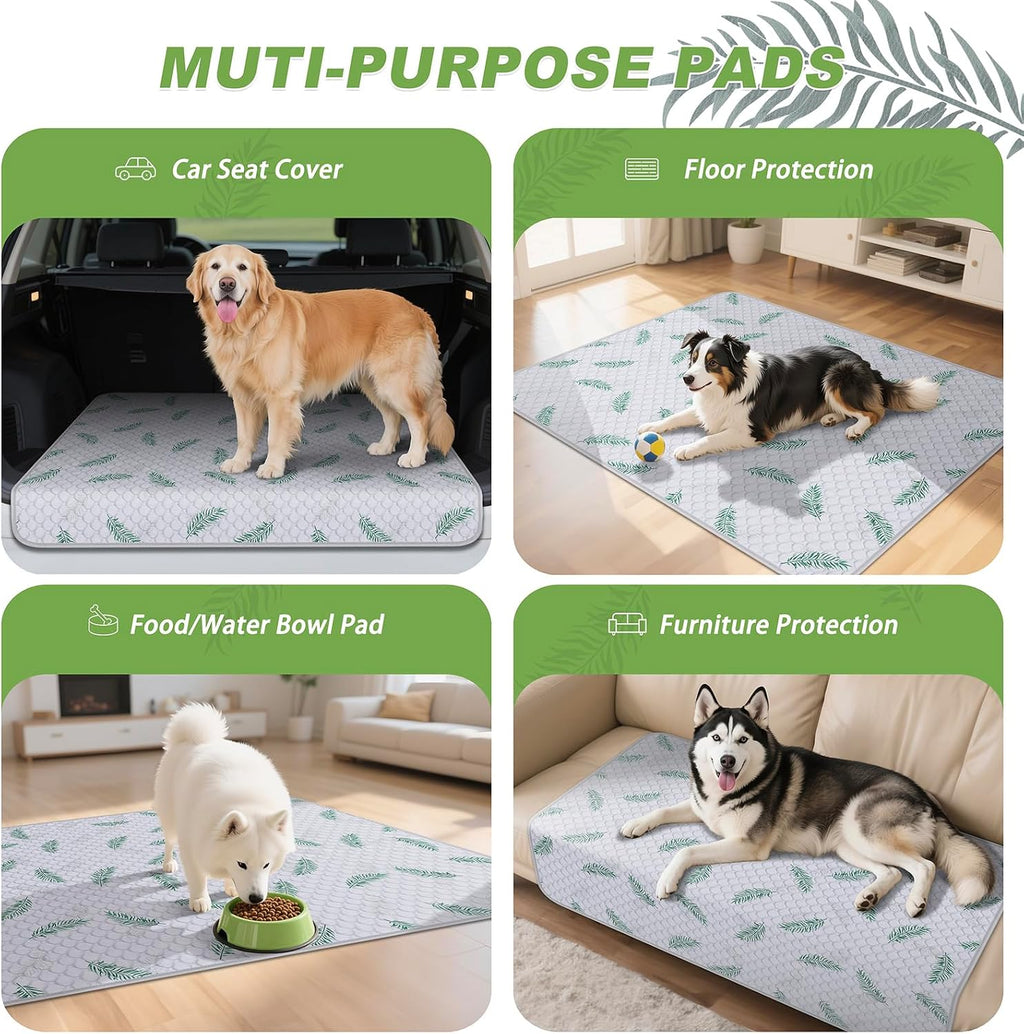 Washable Dog Pee Pads, Non-Slip Waterproof, 65 x 48 in, 1 Pack, Leaf | Super absorbent, waterproof and non-slip; washable, reusable dog pads for crates, playpens, floors, furniture and travel