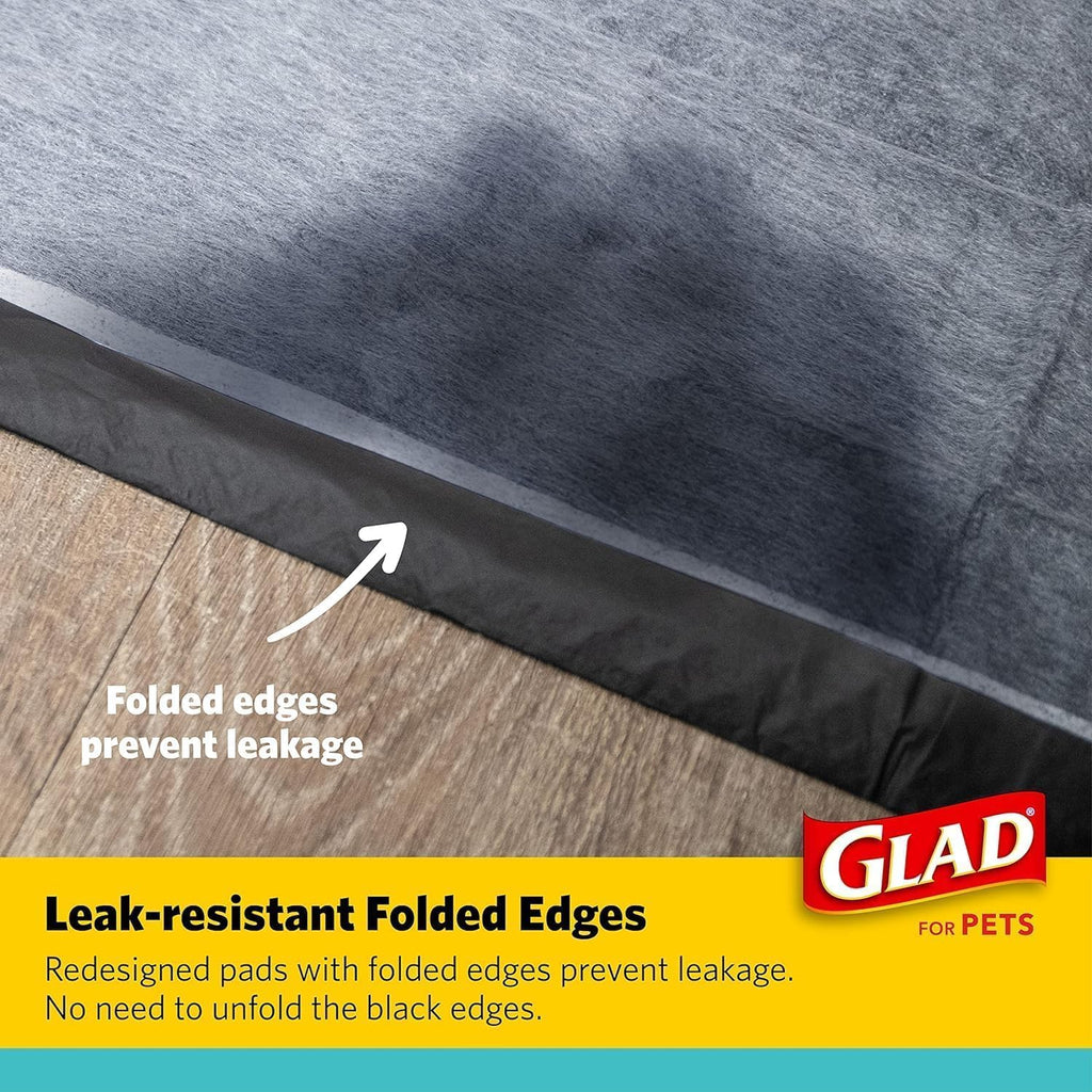 Glad for Pets Black Charcoal Puppy Pads, 17.5 x 23.5 Inch, 120 Count, 2-Pk | Super-absorbent core, disposable design, 17.5x23.5 in, potty crate and indoor training