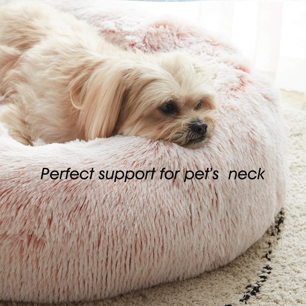 Western Home Calming Donut Cat Bed Small Dog Bed Washable,20" Pink