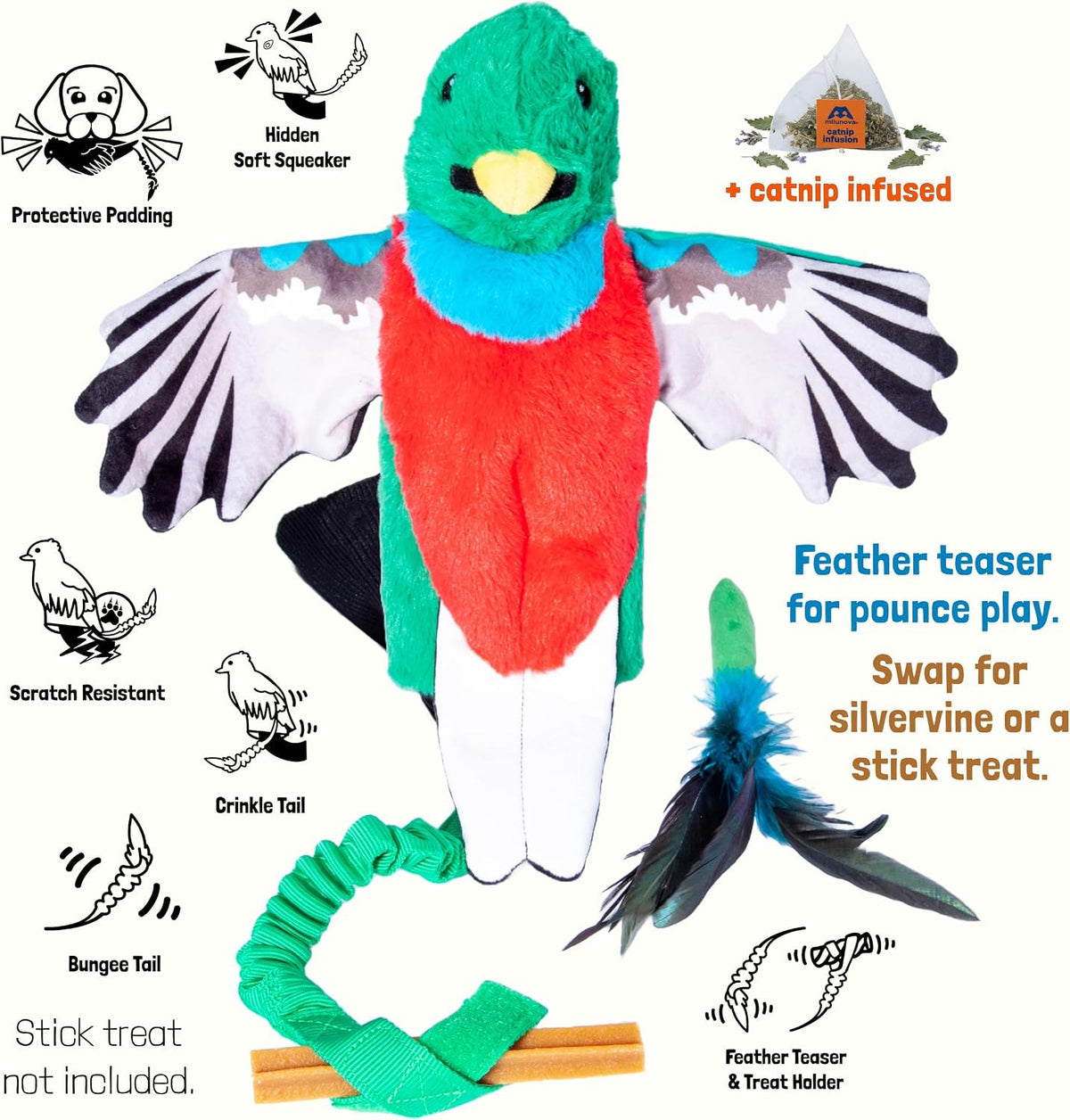 Milunova Pupr Pals Cat Wrestling Glove (Catnip Infused) Hand Puppet Toy with Tough Padding for Safe Interactive Play, Protection to Stop Kitten Scratching Hands; for Boredom-Busting Exercise