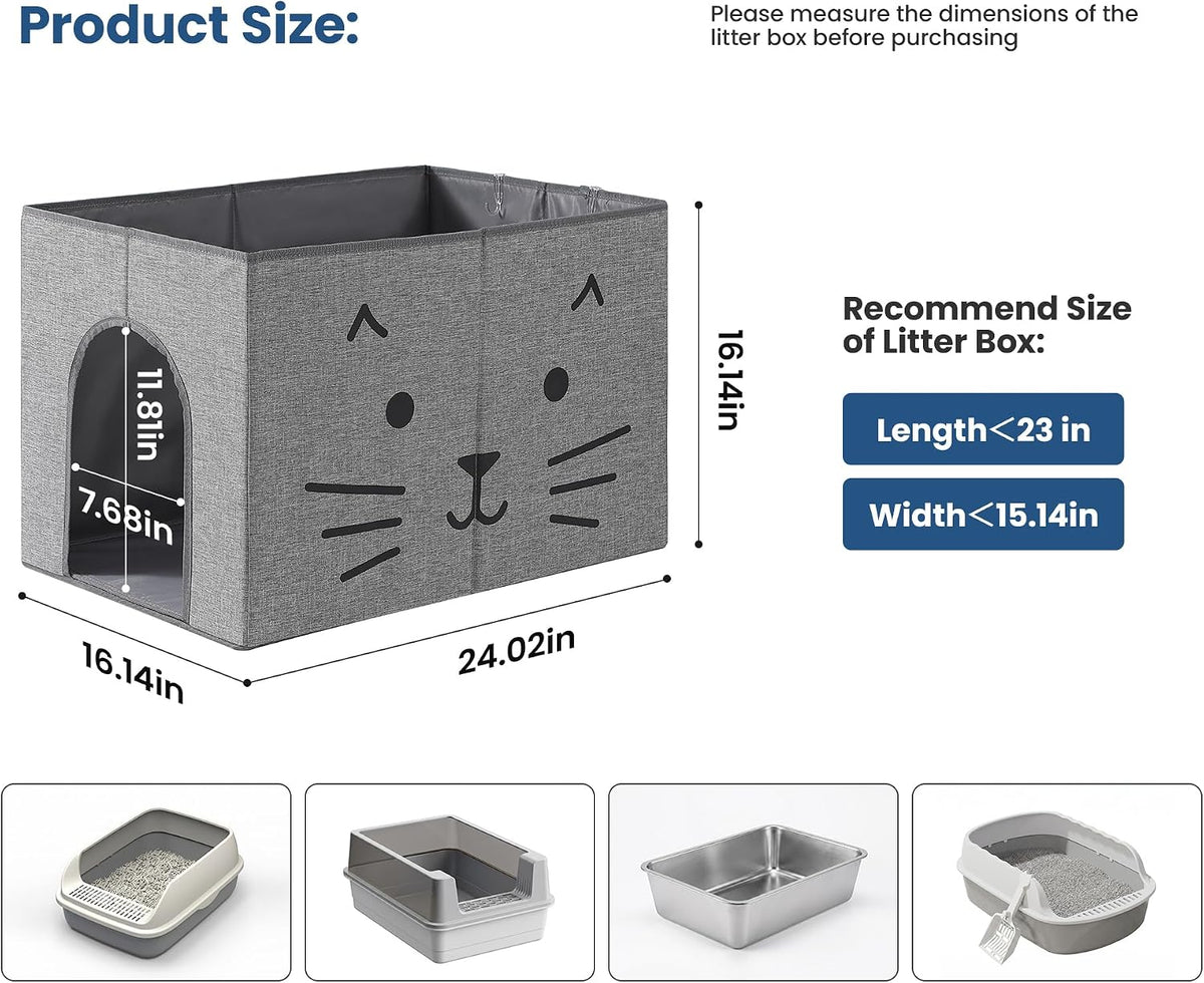 Dog Proof Cat Litter Box Enclosure, Gray