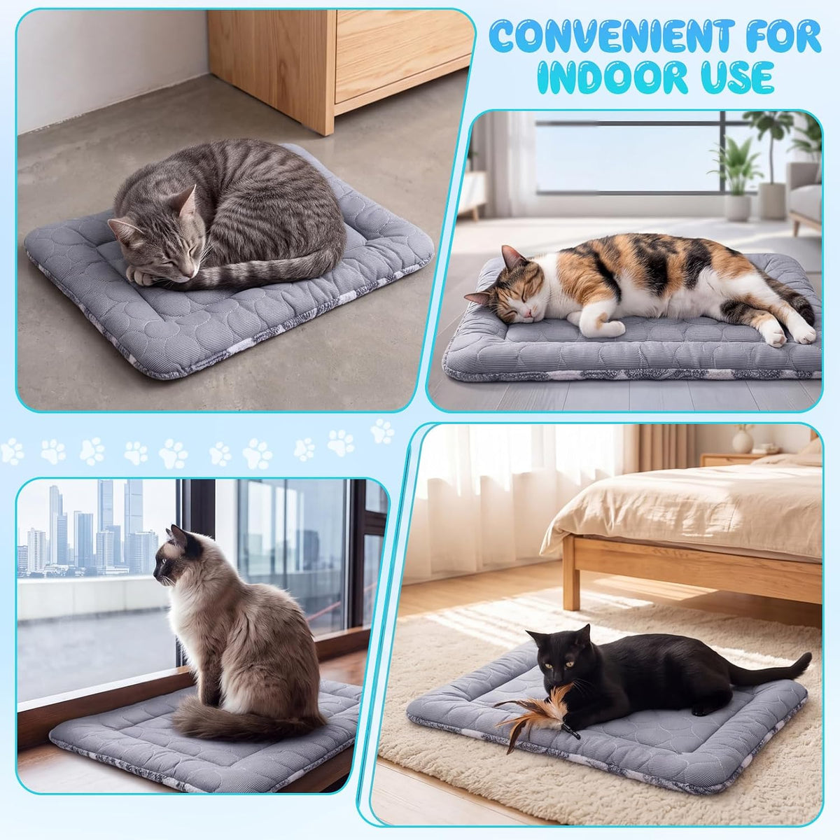 VitalCozy 2 Pcs 18" X 24" Self Warming Cat Pet Mat, Star, Gray