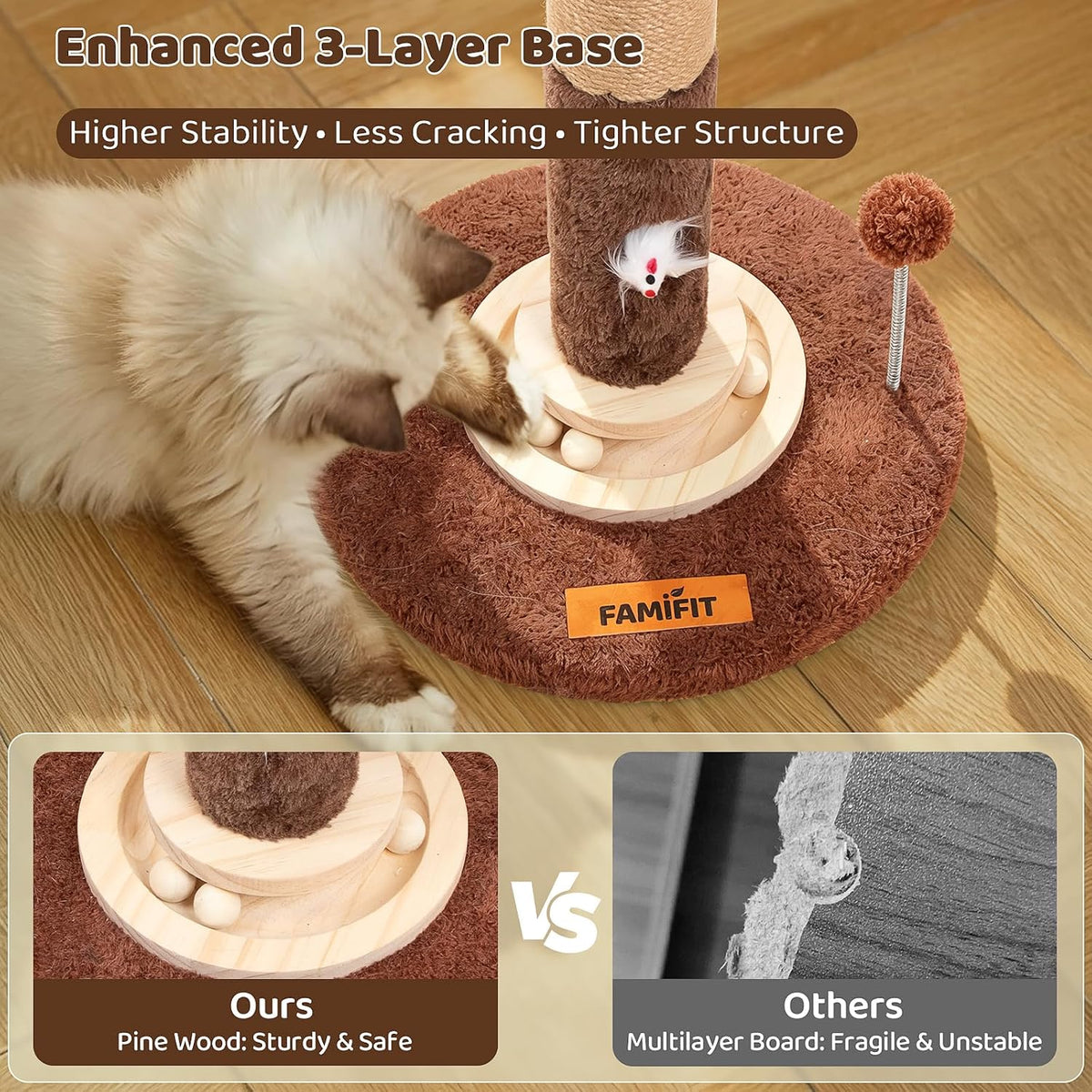【Material Upgrade】 Famifit 53.6" Palm Tree Cat Scratching Post, Tall Tree