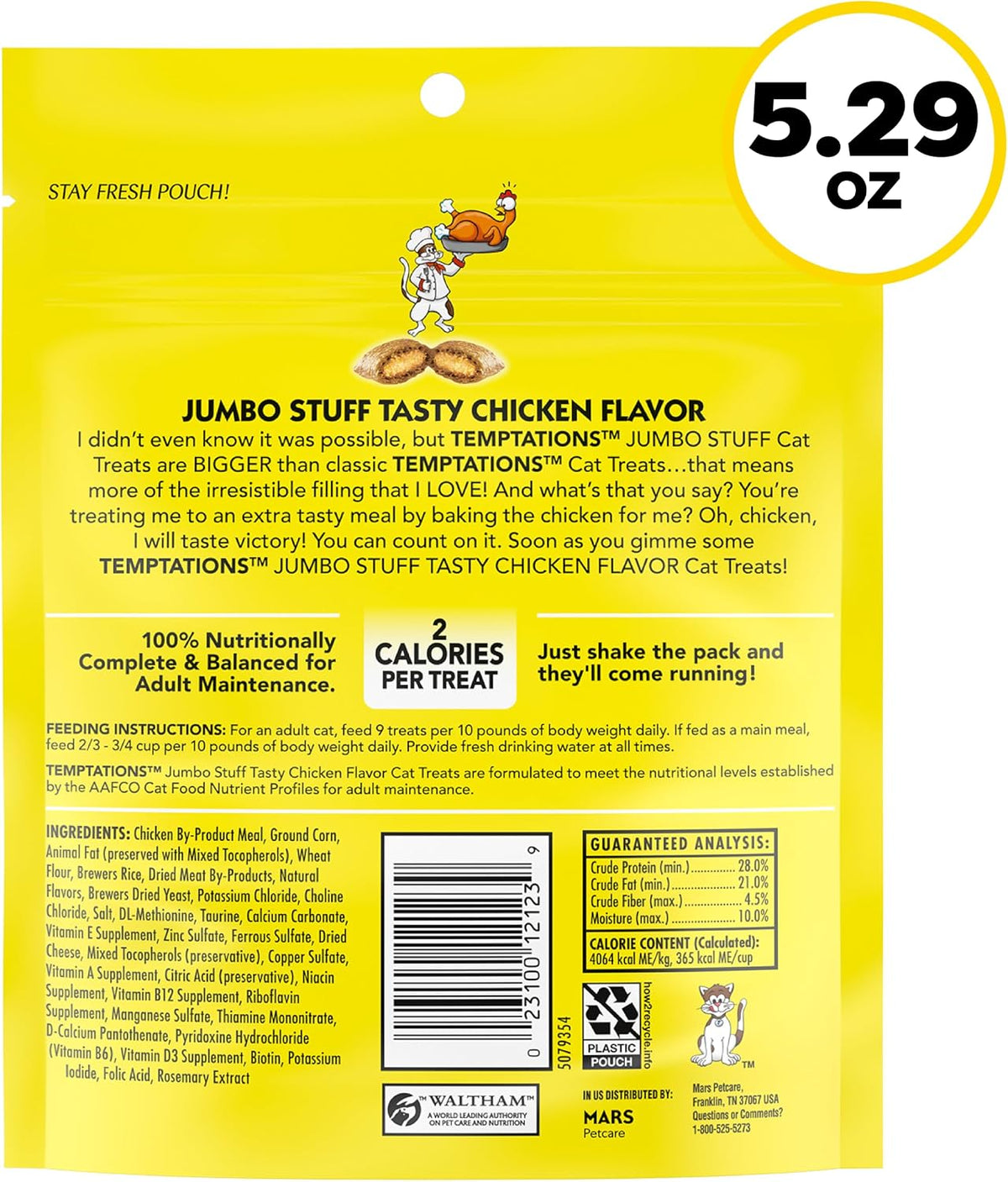 Temptations Jumbo Stuff Crunchy & Soft Cat Treats, Chicken, 5.3 oz, 10 Pack
