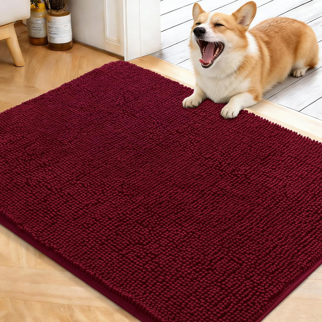 OLANLY Dog Door Mat for Muddy Paws 40x32, Super Absorbent Chenille Mud Mat