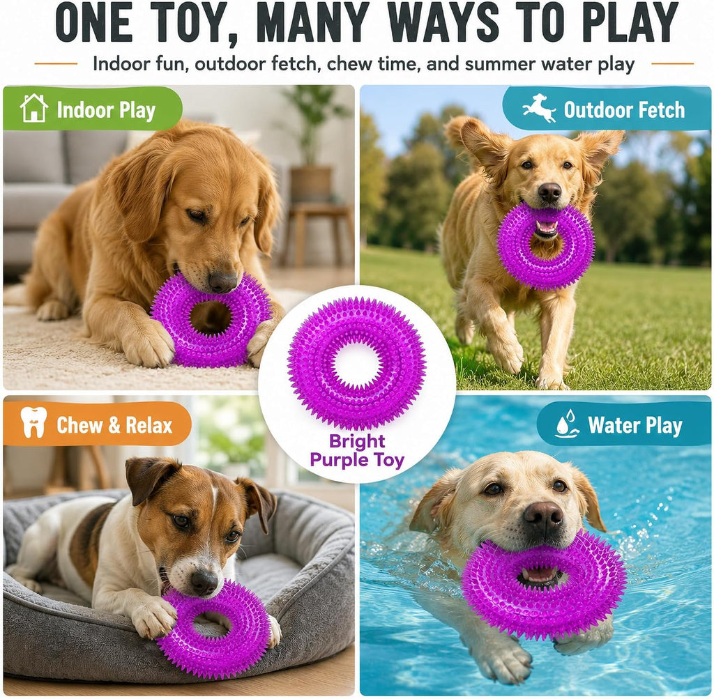 Squeaky Dog Toys for Aggressive Chewers, Floating Donut Ring for Large Dogs