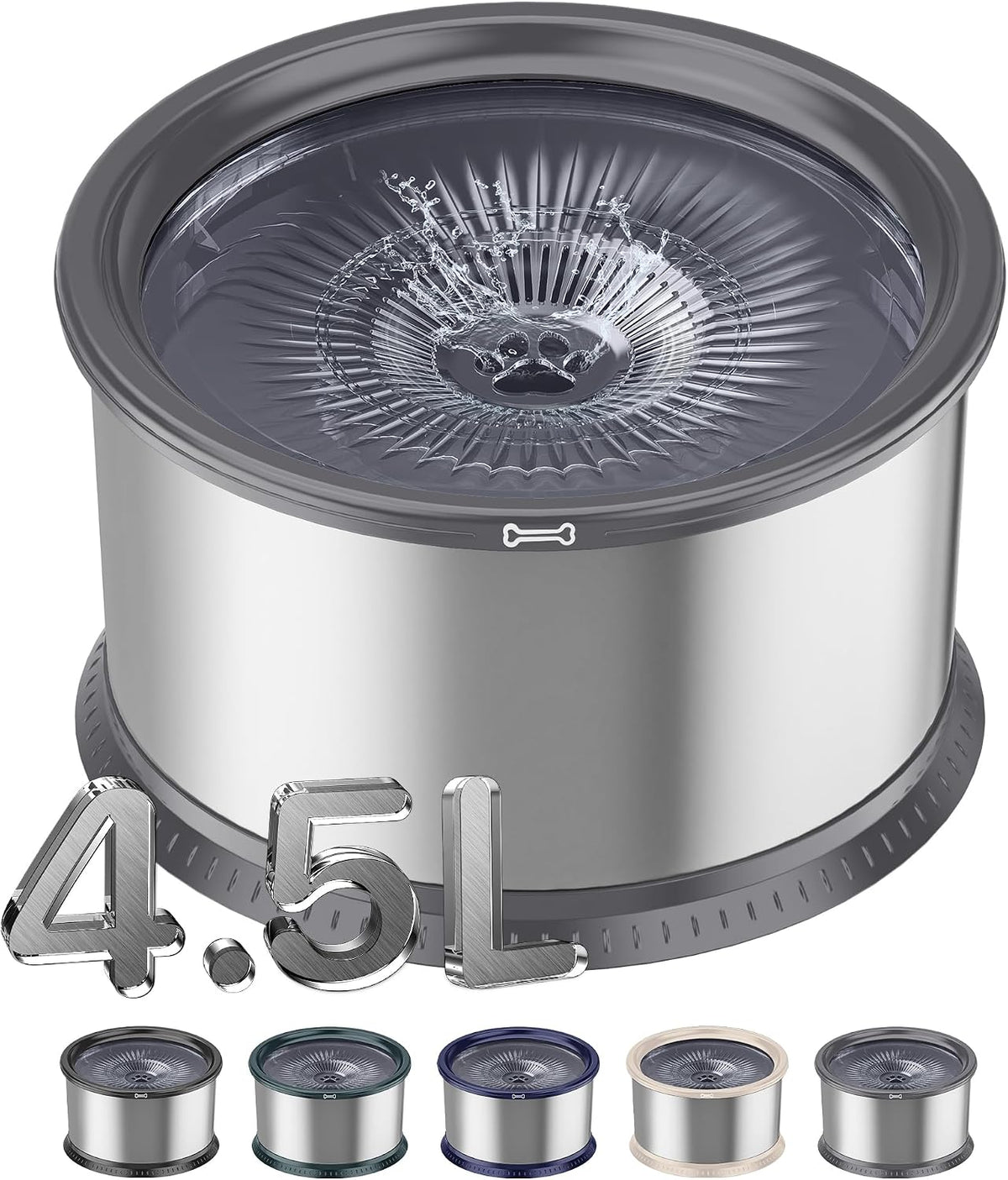 4.5L Stainless Steel Dog Water Bowl, No Spill Water Bowl for Dogs