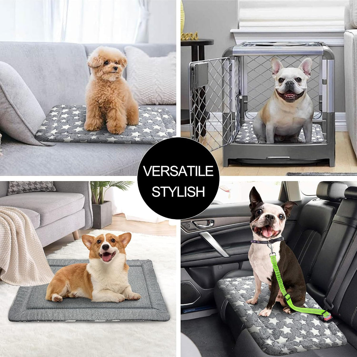 Dog Crate Pad Washable Cat Dog Pet Bed for Crate kennel Small Mat 24in Gray