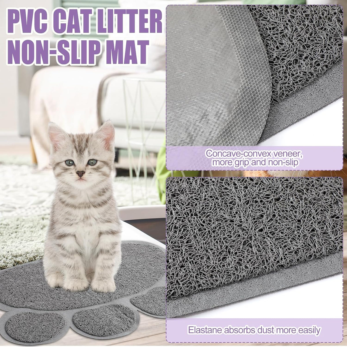 Tioncy 7 Pcs Kitten Litter Box Starter Kit with Mat, Stylish, Purple